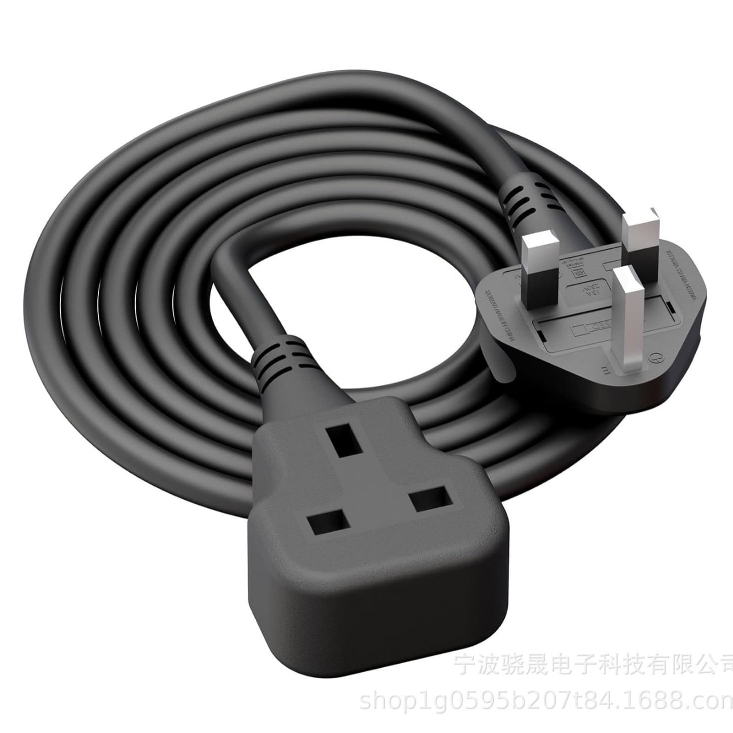 Short Extension Cord Single Plug Socket Power Cord 13 Amp Extension Cable Black Power Outlet