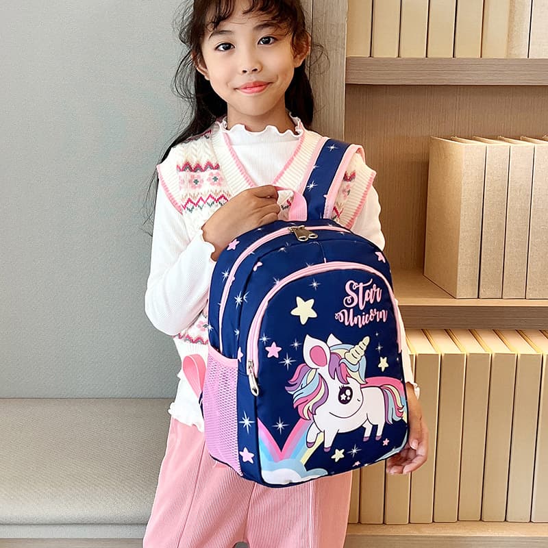Girls Kindergarten Backpack, Small and Medium Size, Unicorn Cartoon Lightweight Breathable Unicorn Children's Backpack Cross-Border Style