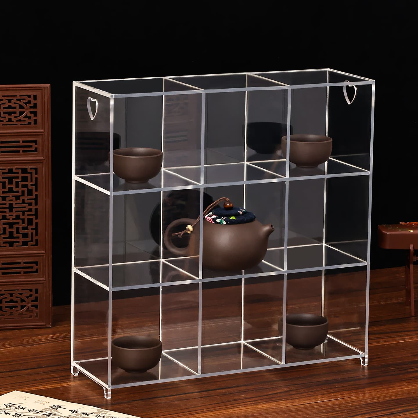 Acrylic tea set shelf, antique display shelf, small tea table, tea cabinet, tea table, tea rack, tea and teacup holder.