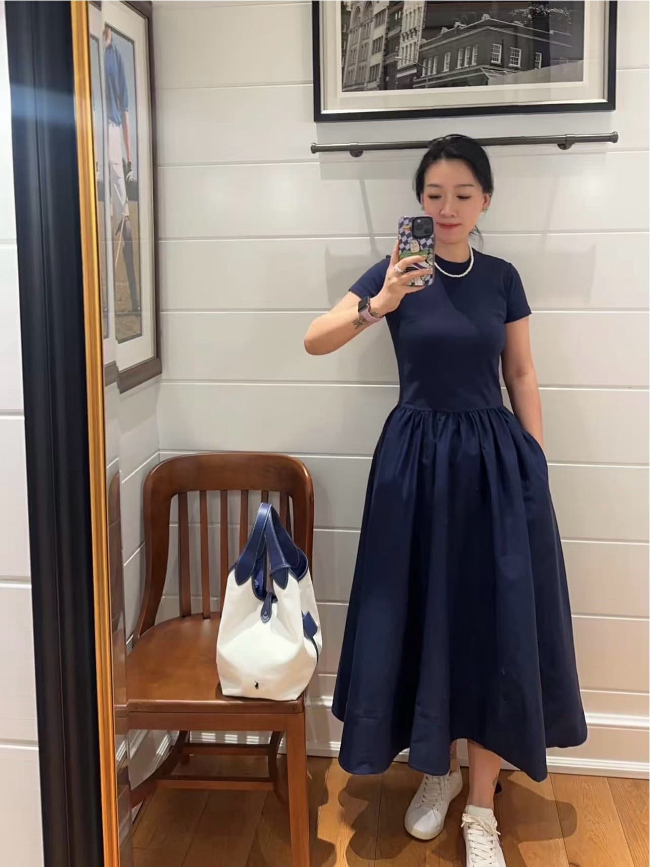 Ruffled Series High-End Pleated Panel Waist-Cinching A-Line Long High-Count Cotton Dress Women 26 Spring/Summer