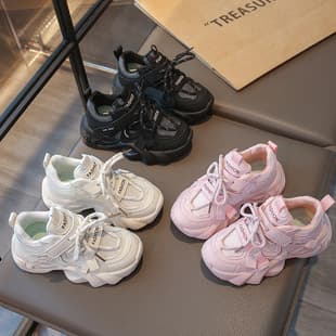 Girls Shoes Spring 2026 New Children Casual Sports Shoes Girls Soft Sole Running White Dad Shoes Hot