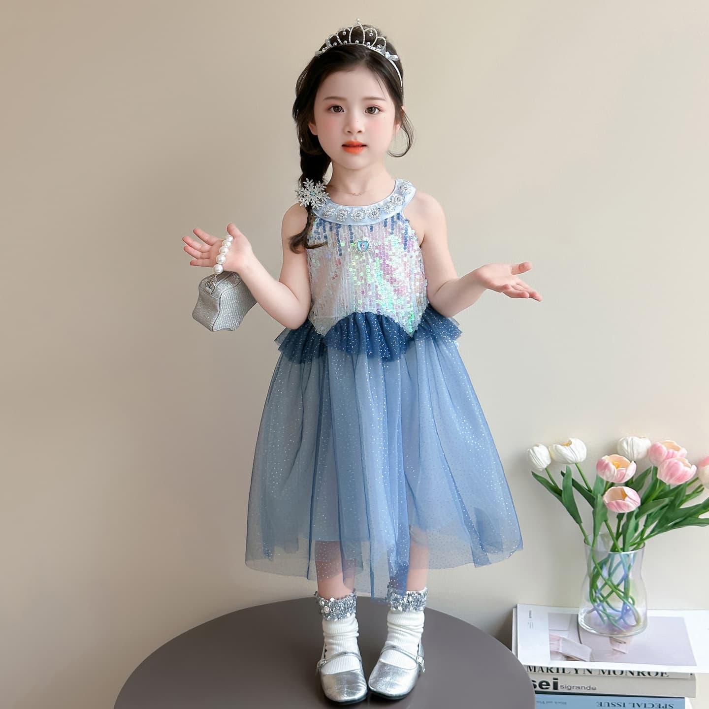 Girls' Halter Dress Summer 2026 New Style Children's Mesh Camisole Vest Dress June 1st Performance Gown Princess Dress
