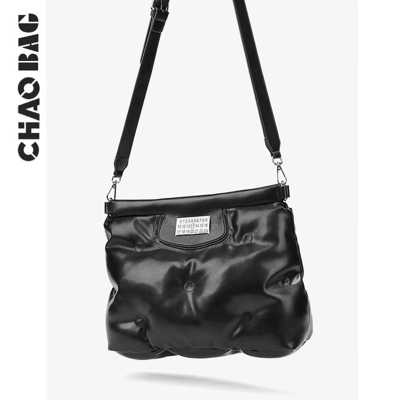 2024 Light Luxury Men's Bag Autumn/Winter Down Cloud Bag Space Cotton Pillow Soft Leather Shoulder Crossbody Tote Bag