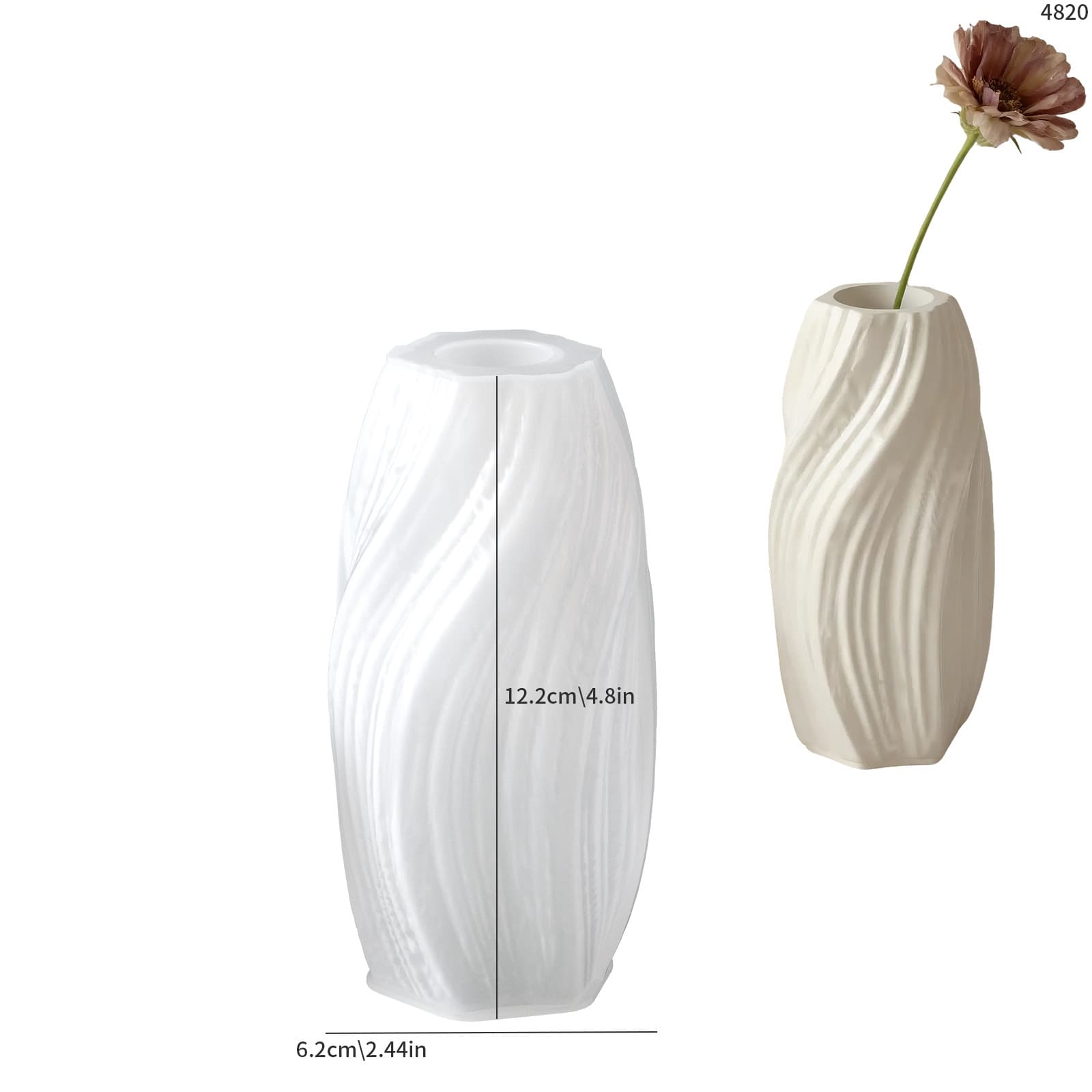 Nordic Style Vase Flower Holder Silicone Mold DIY Light Luxury Wavy Threaded Storage Jar Decoration Plaster Ornament