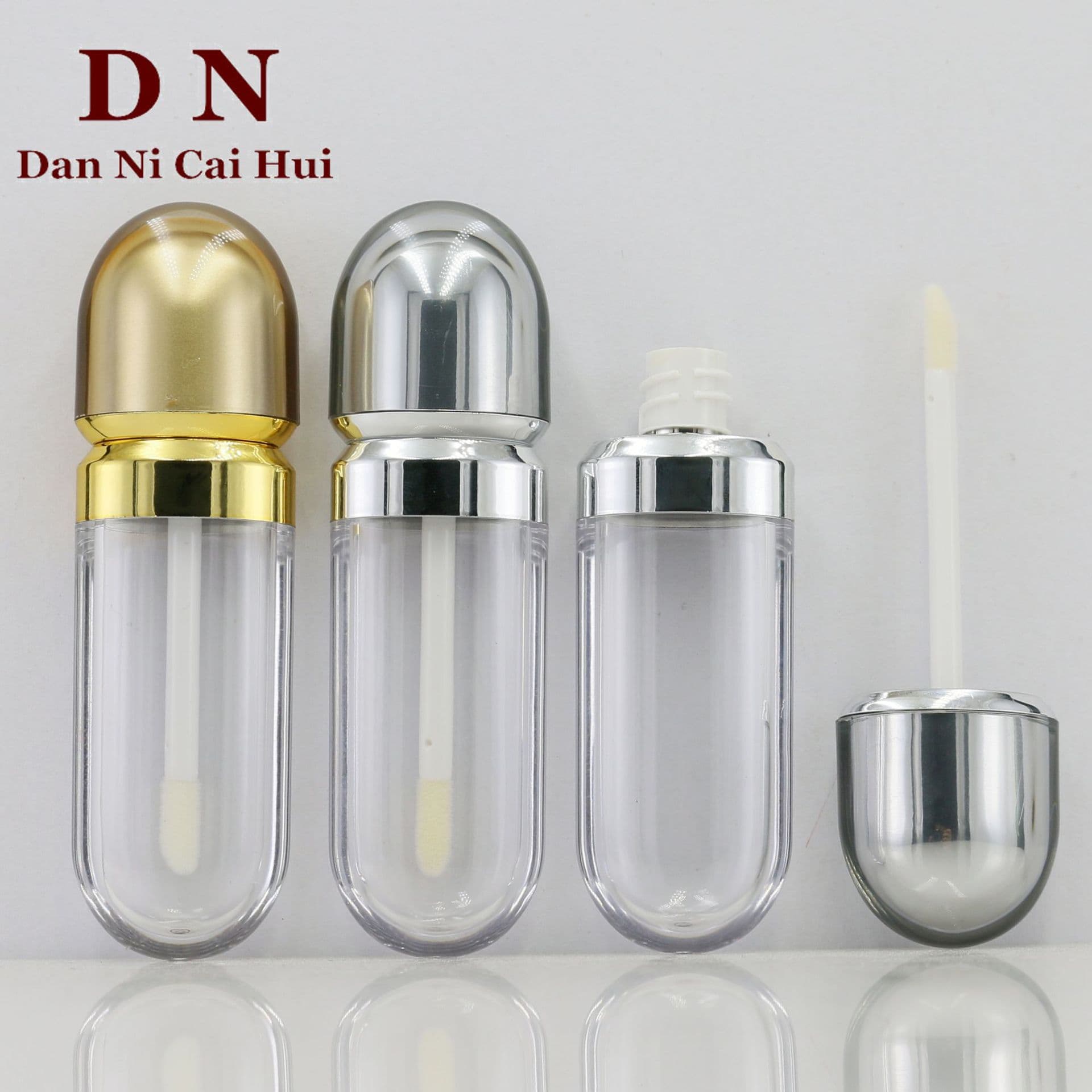 In Stock K Single-Head Gold & Silver Lip Gloss Tube Oval Lip Oil Empty Tube 8ml Factory Wholesale Customizable Logo Printing