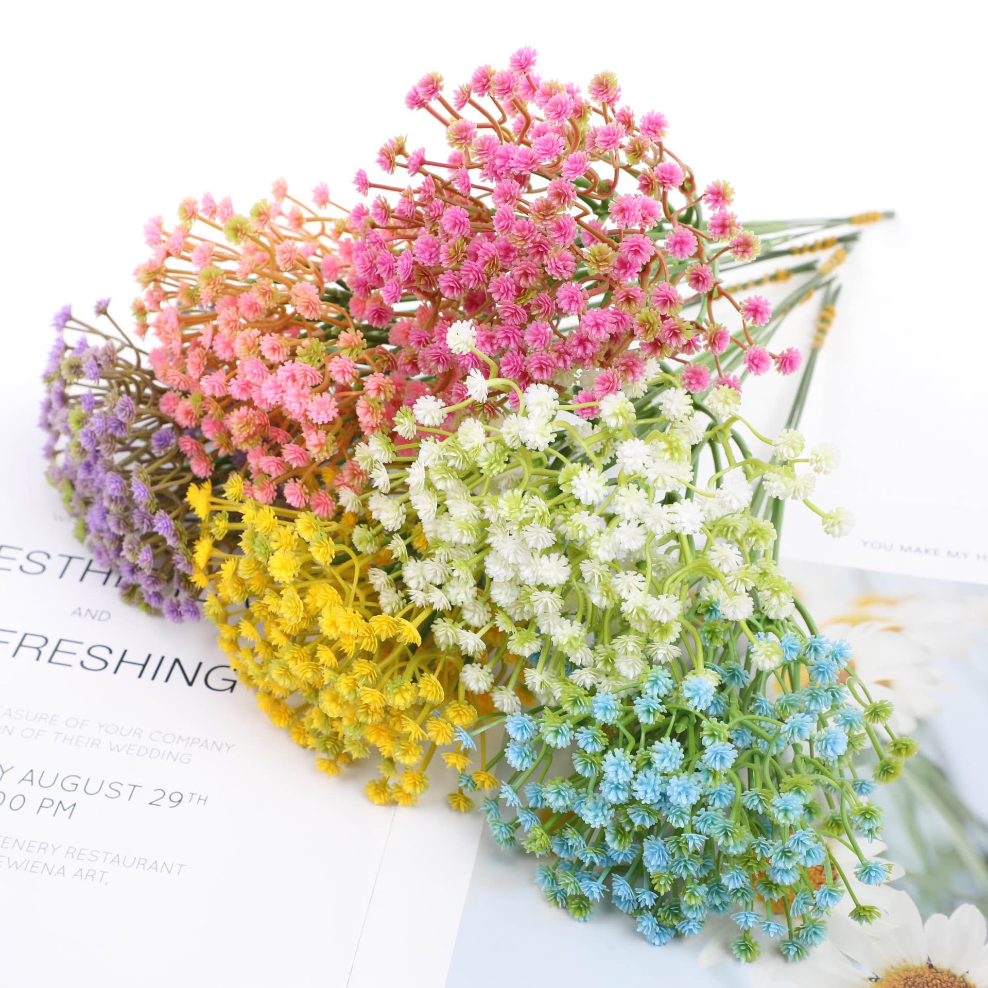 Cross-Border Artificial Green Plants and Baby's Breath Bouquet, Ins Wedding Decoration, Creative Home Décor, Hand-Held Faux Flowers