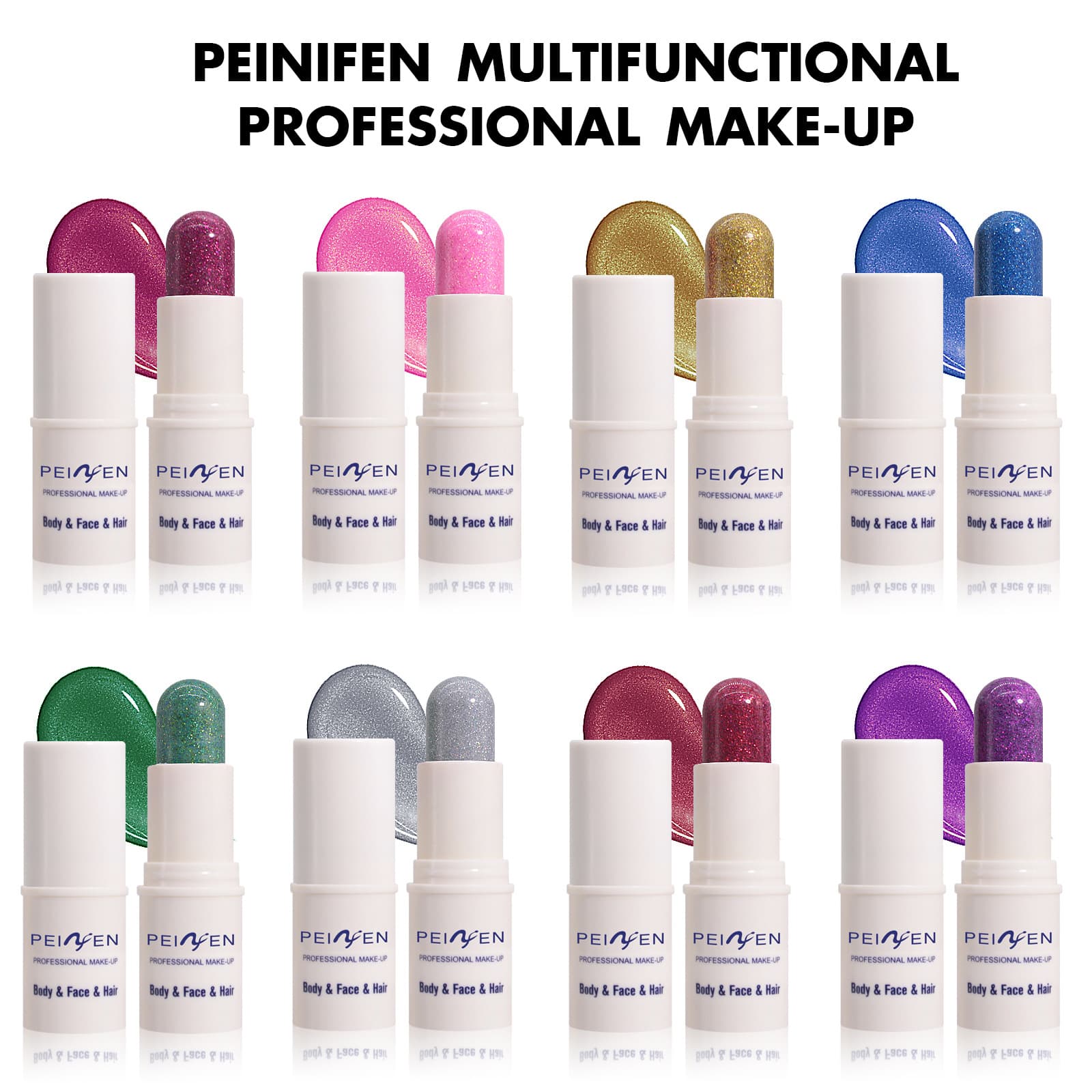 Cross-border popular stage makeup Halloween facial glitter repair stick PEINIFEN multi-functional makeup stick set
