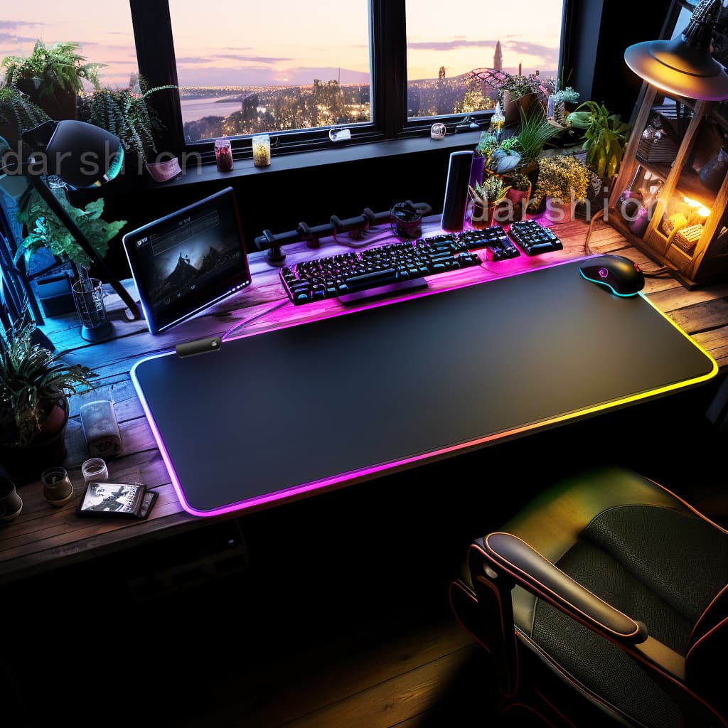 Game Luminous Mouse Pad RGB Colorful Large Size Thickened Anti-Slip LED Desk Pad E-Sports Keyboard Pad Printed Spot