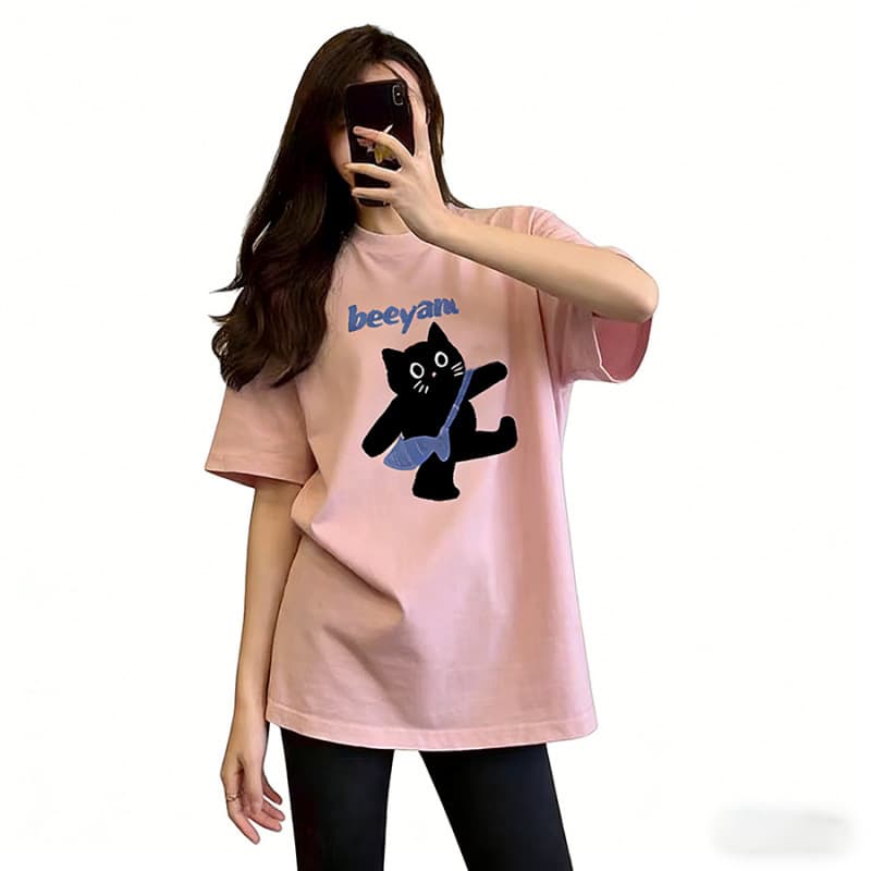 Hot Girl Round Neck Low-Waist Women's Short-Sleeved T-Shirt Summer Cute Pattern Cross-Border Shopee Ozon Thailand Vietnam Clothing