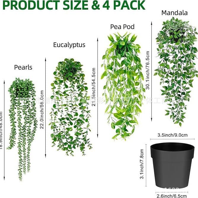 Cross-border Amazon Hanging Artificial Potted Plants Mandala Eucalyptus Pea Pod Lover's Tears Set Indoor Potted Plants