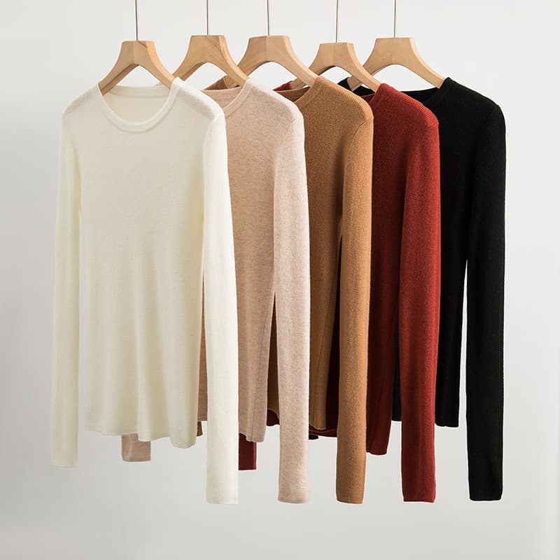 18-Gauge Fine Merino Wool Sweater for Women, 100% Pure Wool, Thin Round Neck Long Sleeve Knit Top, 2026 Early Spring