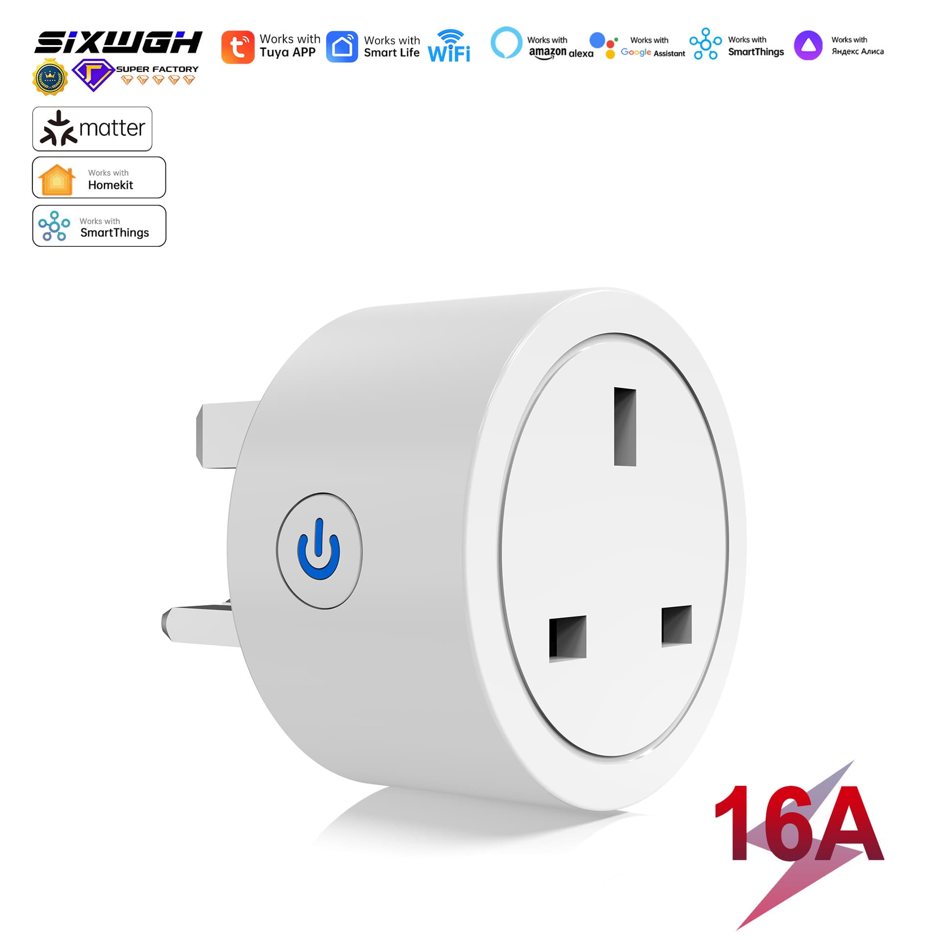 Matter smart socket UK standard plug timing Tuya Smart Life APP with metering and billing