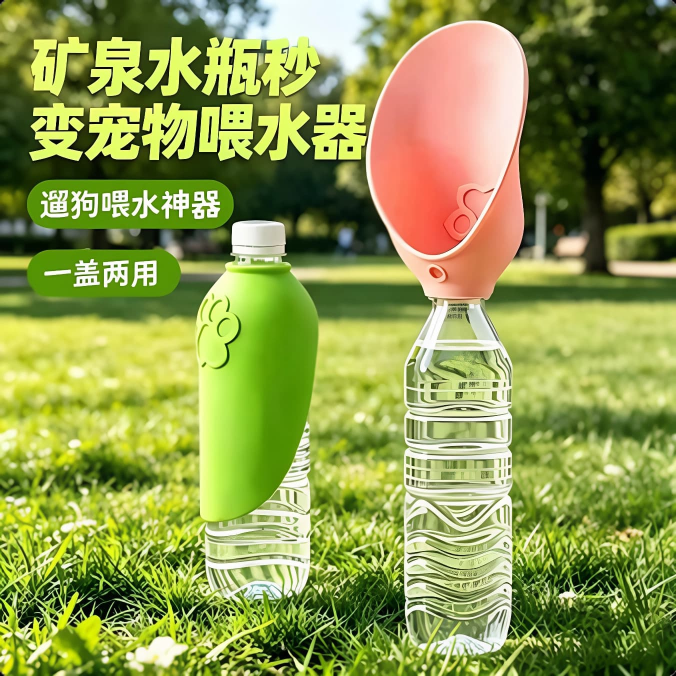 Foldable drinking water artifact, tumbler, portable water fountain, pet dog water feeder, replaceable bottle, walking dog, outdoor drinking water