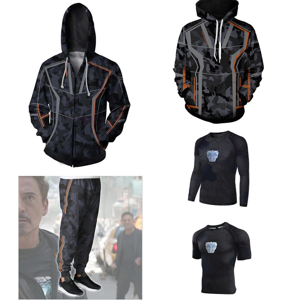 2018 New Avengers 3 Iron Man Tony Stark Cosplay Zip-Up Hooded Jacket