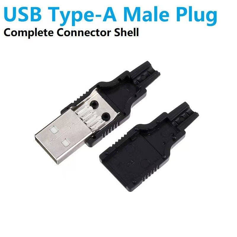 USB Male Connector with Plastic Shell Three-Piece USB Plug USB Connector Type A 4P with Shell