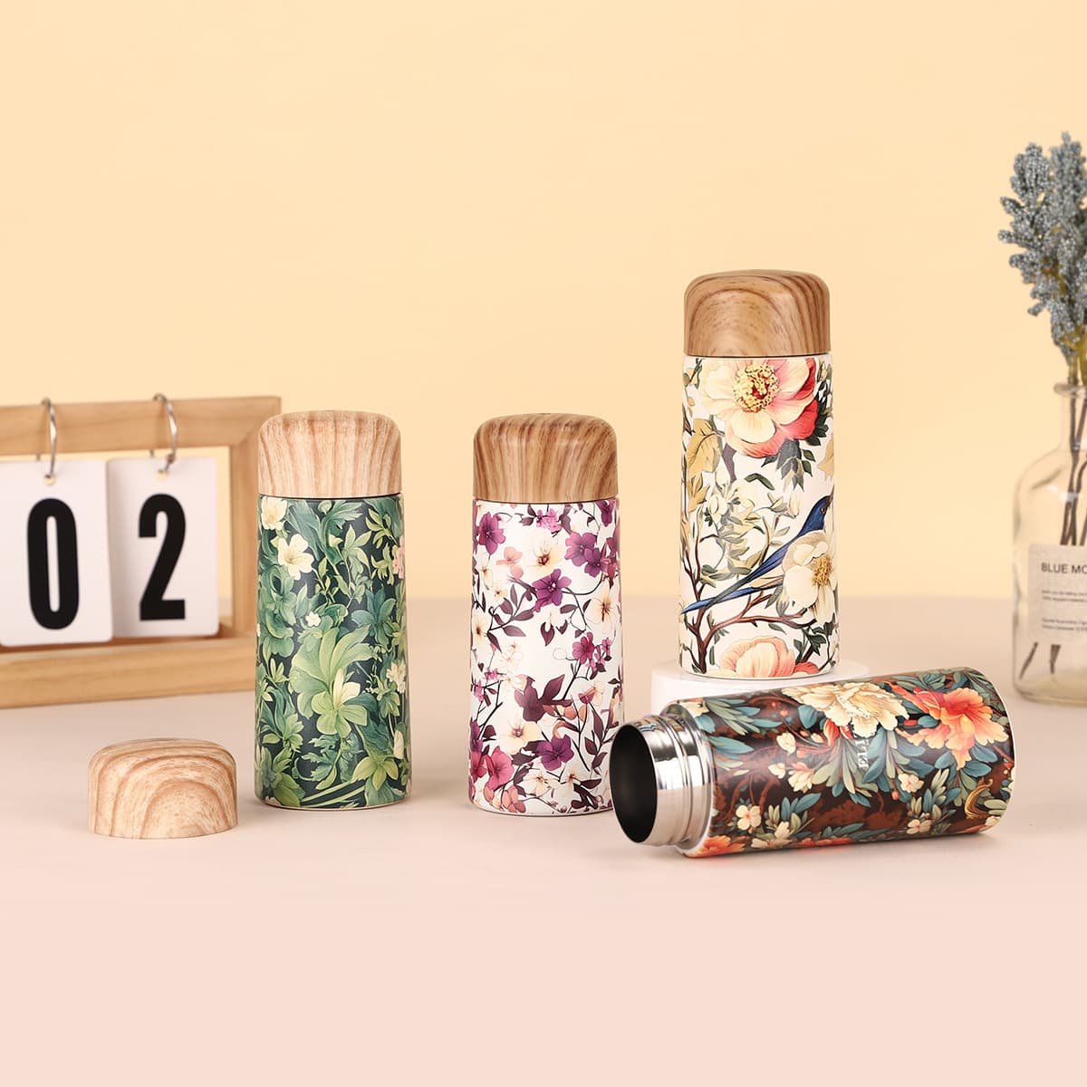 Creative Mini 316 Stainless Steel Pocket Cup New Vacuum Wood Grain Lid Insulated Cup Outdoor Portable Cup