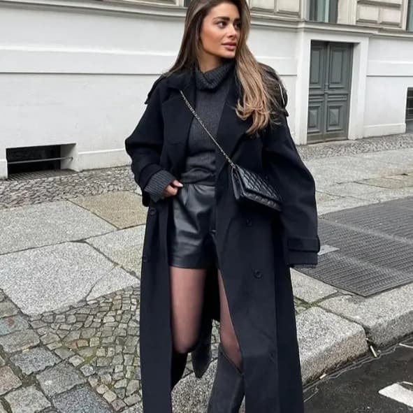 Cross-border European and American Women's AliExpress Bestseller Loose Double-Breasted Notch Lapel Long Coat