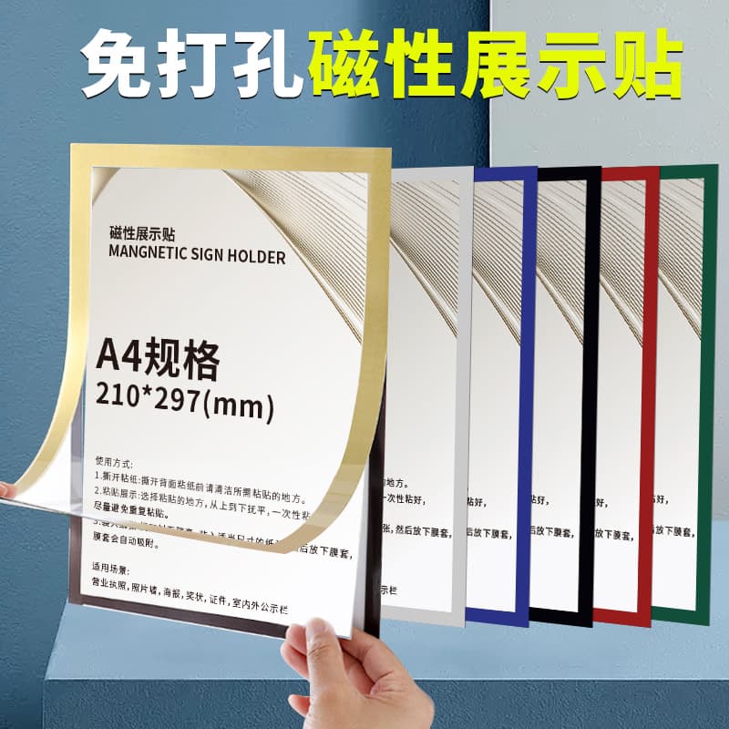 Magnetic Display Sheet A4 Magnetic Frame for Business License, File Wall Mount, Certificate Wall Protector, Picture Frame