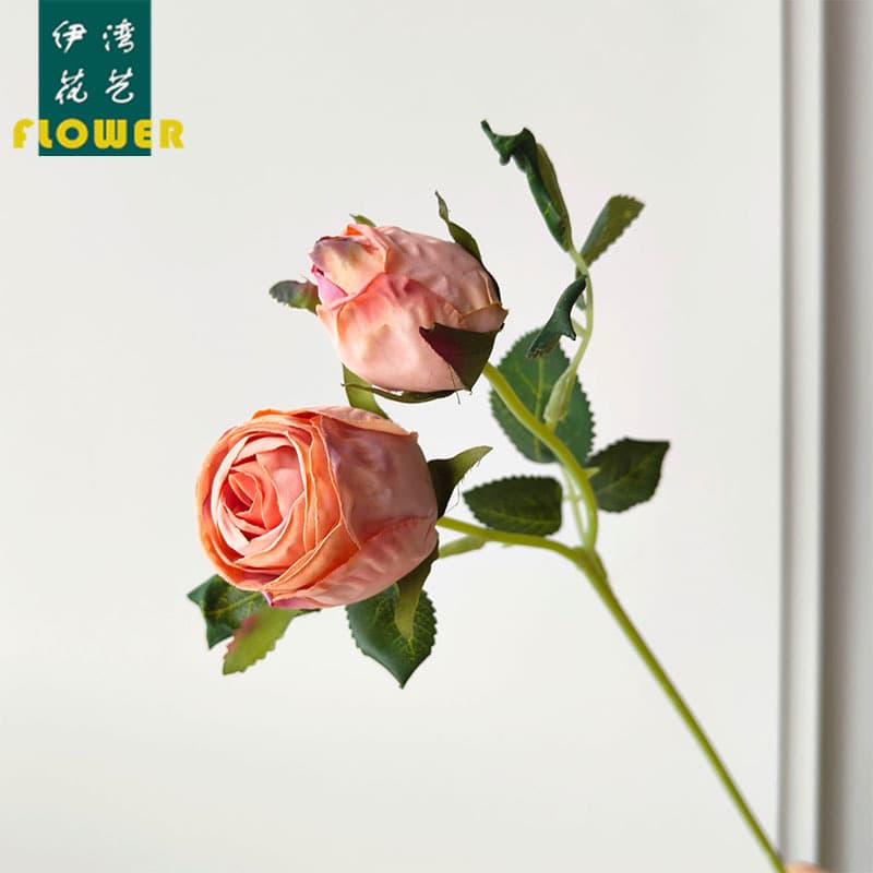 Faux Vintage Burnt Edge Dried Rose Single Stem Artificial Flower Decoration Home Floral Living Room Table Centerpiece