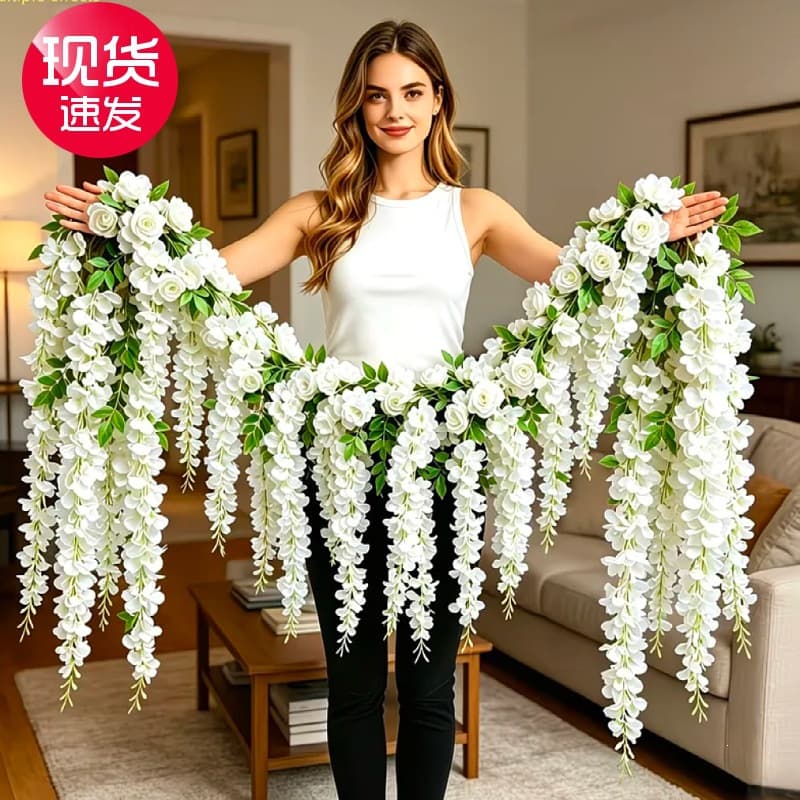 Cross-border wall hanging decoration hanging outdoor wedding board background gardening arrangement artificial flower arch white vine artificial flower