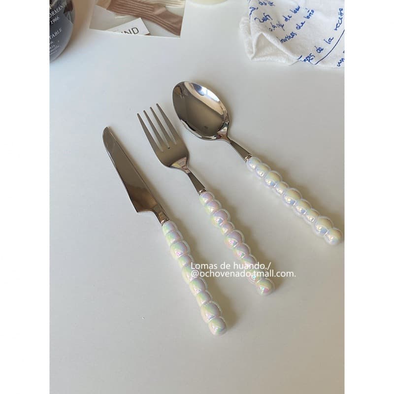 Gradient pearl handle cutlery" stainless steel ceramic spoon, fork, Western knife set, combination for home and restaurant use