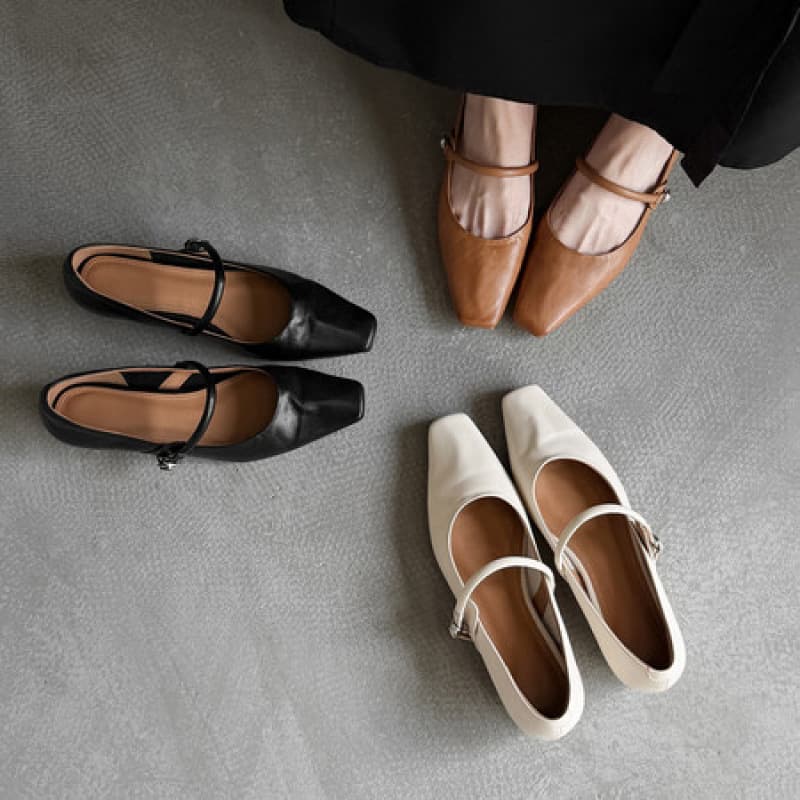 2026 Autumn New Single Shoes Square Toe French Vintage Style Pointed Mary Jane Shoes Women Cross-border Trade