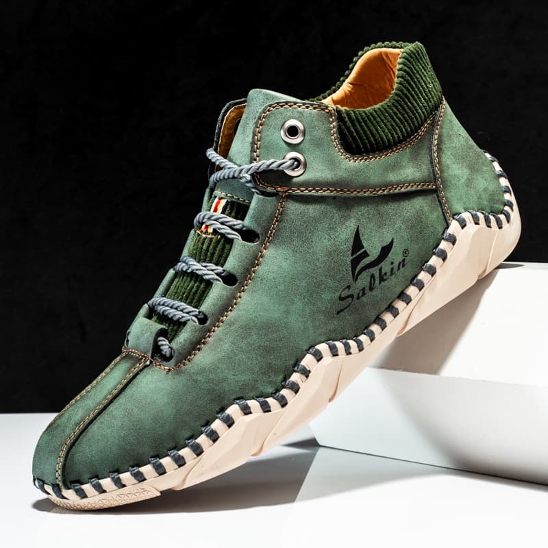 Spring and Autumn New Men's Casual Leather Boots High-top Martin Boots Work Boots Large Size Handmade Men's Shoes