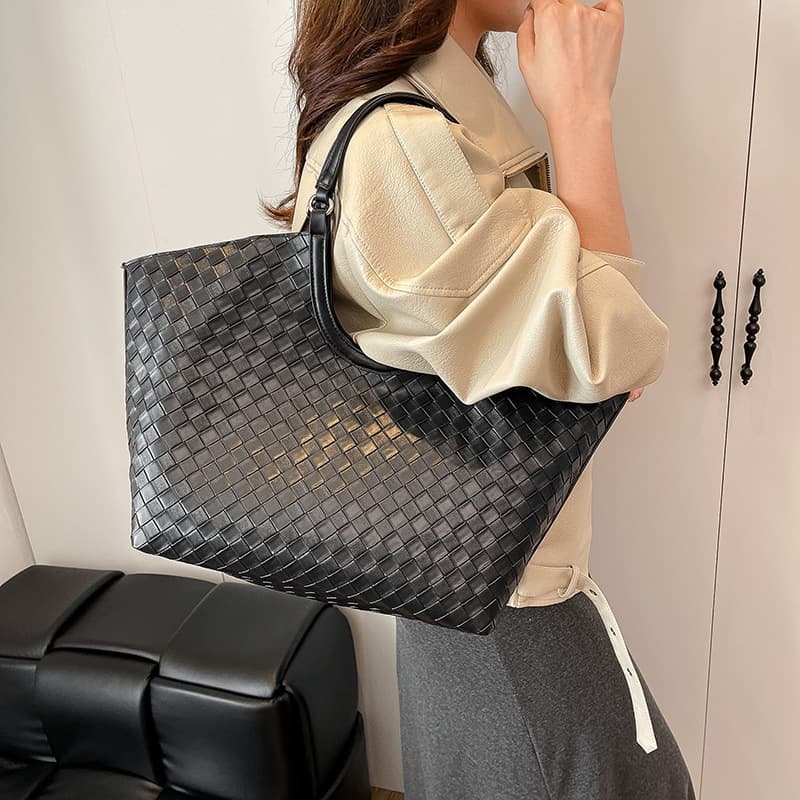 Woven Tote Bag for Women 2025 New Style Large Bag Simple Commuter Lady Bag Large Capacity Mother-Child Set Shoulder Bag