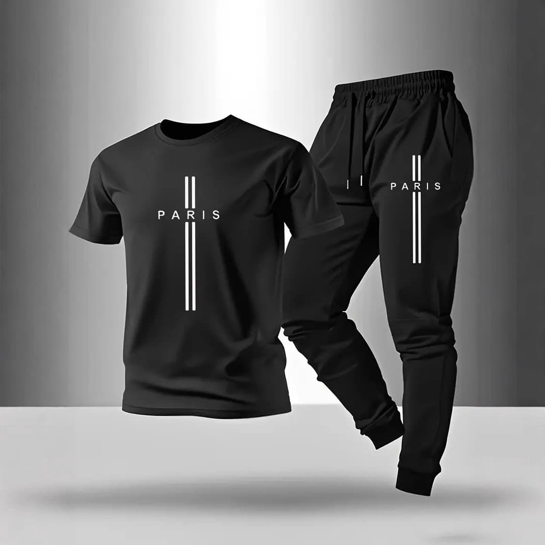Letter Print Casual Sports Set Men's Summer Stylish Loose Trousers Trendy Two-Piece Set Men's Outfit