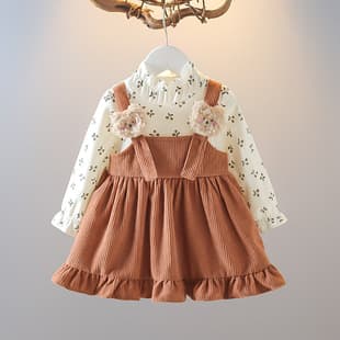 Special price girls spring/autumn dress 2025 autumn new baby girl Korean version fake two-piece infant princess dress