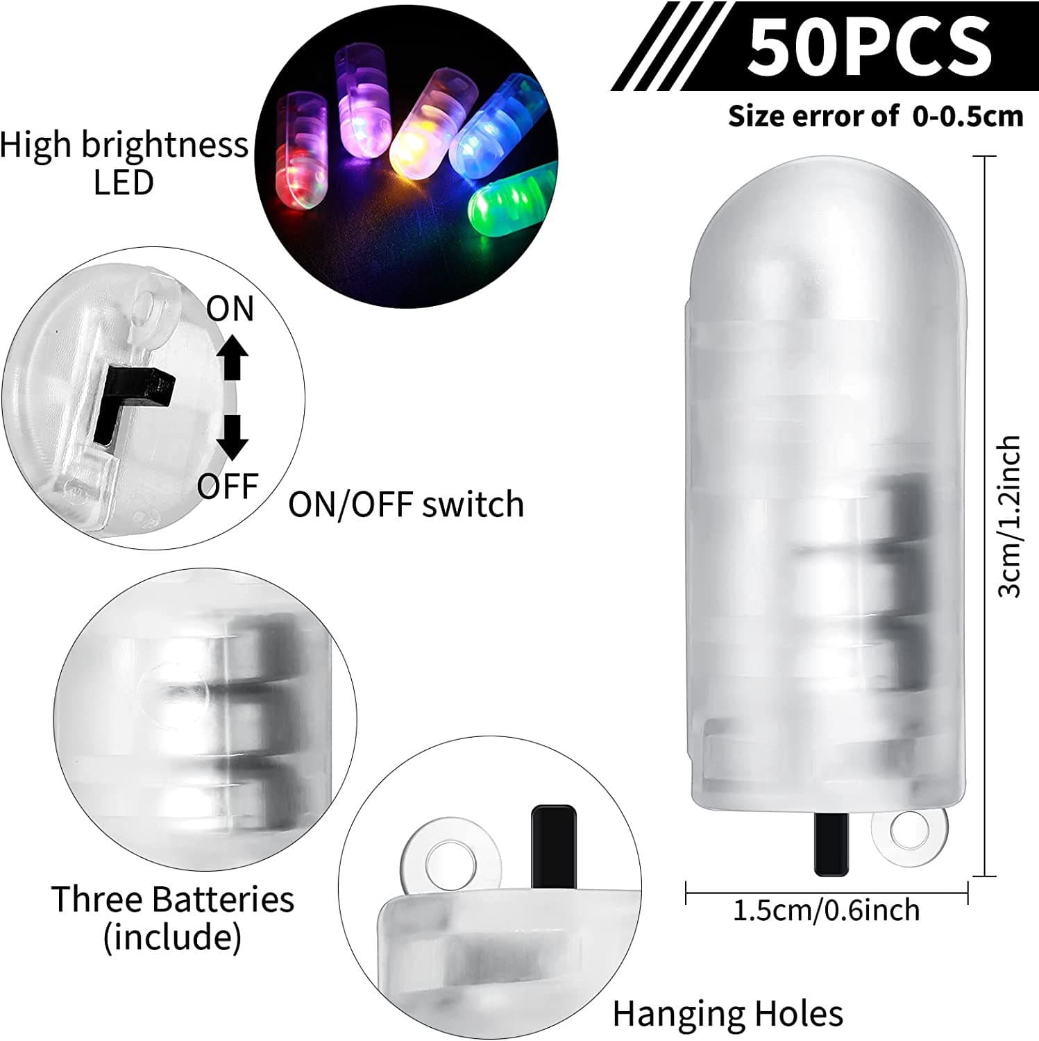 Cross-Border New LED Balloon Light Bullet Battery-Powered Mini Round Bulb Paper Lantern Core