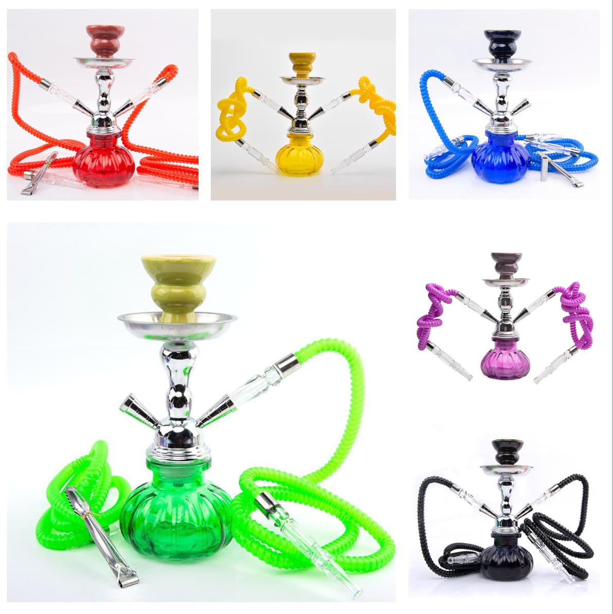 Small Hookah Set Dual Hose Hookah Accessories Stainless Steel Gourd Style Shisha/Hookah Cross-Border Supply