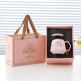 High-appearance Ins-style ceramic mug with lid and spoon, home birthday gift, teacher appreciation gift, souvenir