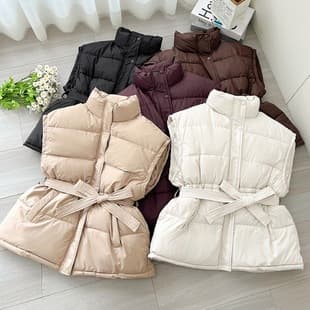Mid-Length Vest for Women Fall/Winter 2026 New Korean Style Loose Fit with Belt Stand Collar Women's Vest Jacket