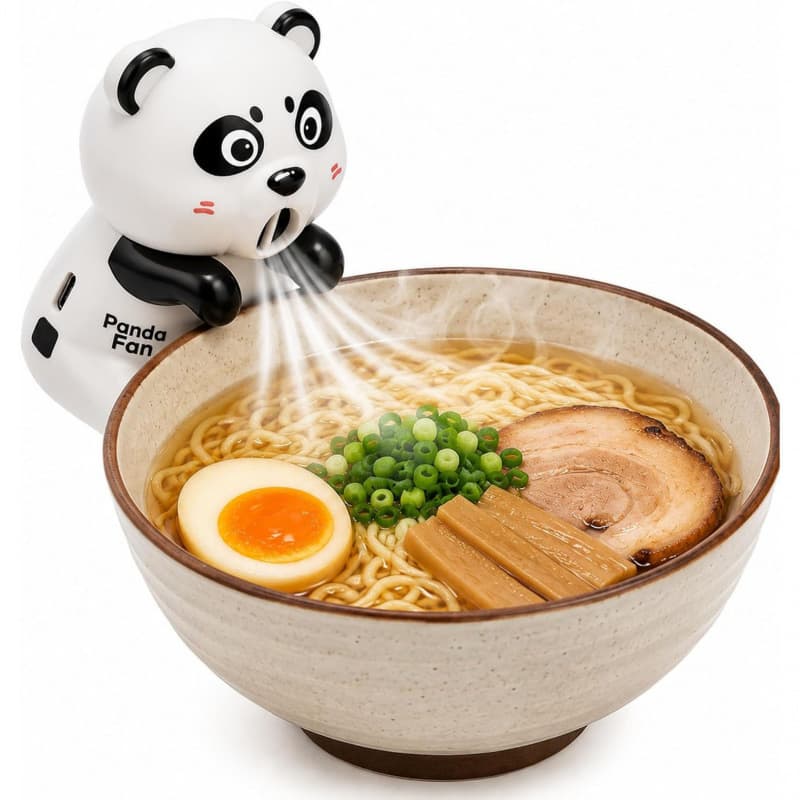 Panda Hanging Cup Fan Hair Dryer Stickable Mini Fan for Cooling Cups and Bowls of Soup and Ramen Three Speeds