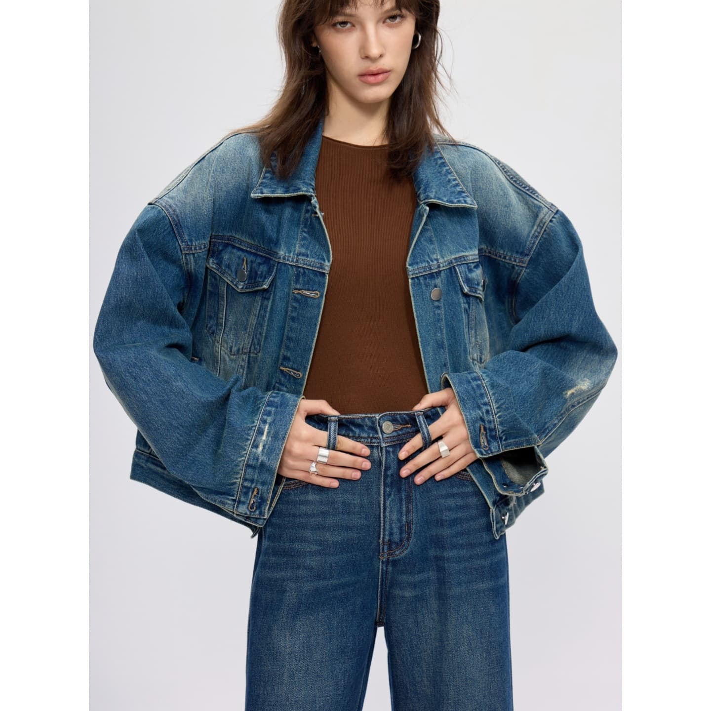 [High Quality] Washed Vintage Loose Short Jacket for Women 2026 Spring Drop Shoulder Slimming Retro Denim Jacket