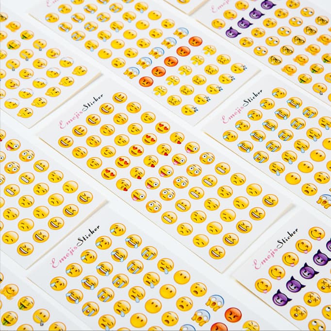 Apple Emoji Stickers Horizontal Emoji Stickers DIY Journal Diary Decoration Emoji Stickers 12 Sheets per Set
