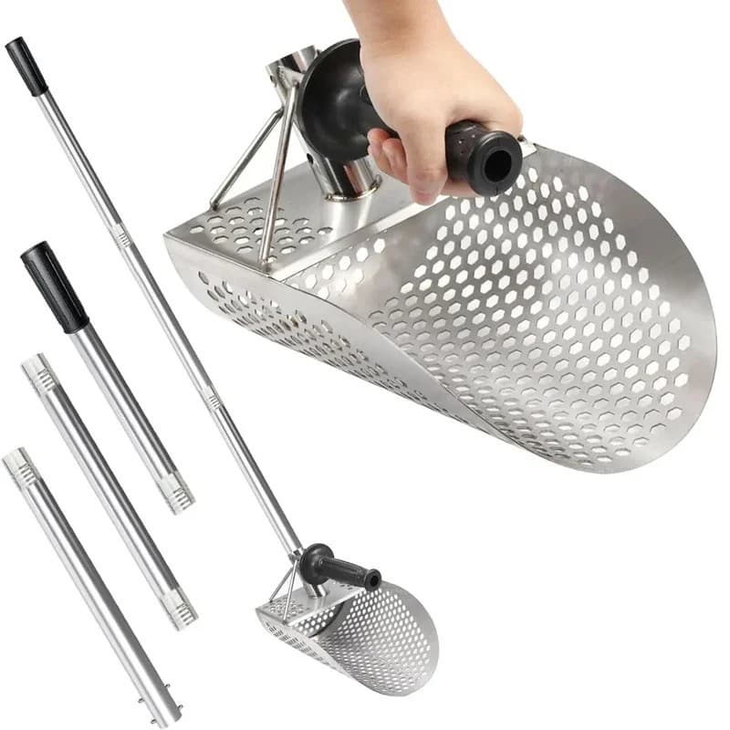 Stainless Steel Gold Panning Sand Shovel Sand Sifter Beach Treasure Hunting Sand Filter Metal Detector Accessory Compatible with Entrenching Tool