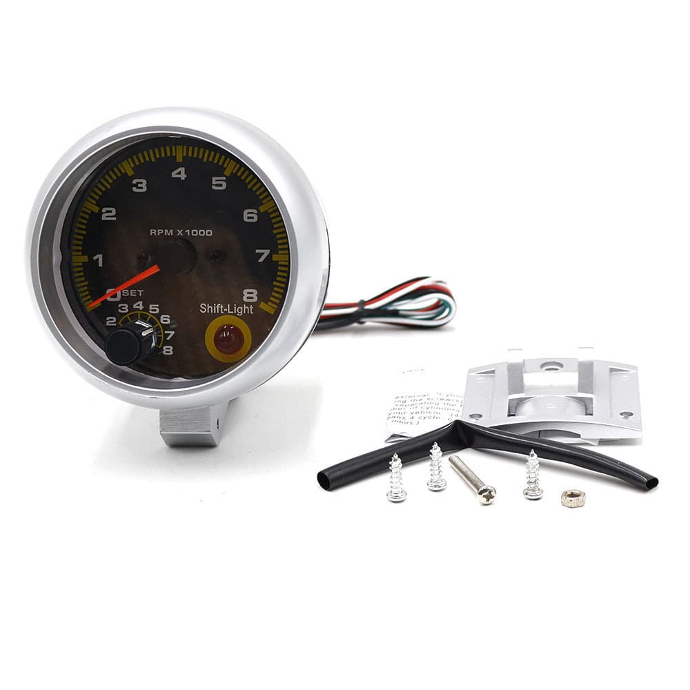 3.75-inch (95mm) real carbon fiber car tachometer 0-8000rpm with built-in alarm [Tax included]