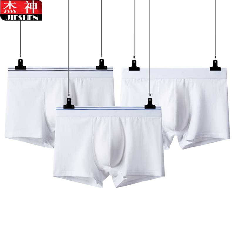 White Underwear Men's Boxers Pure Cotton Mid-tone Four-corner Bottoms Autumn/winter Style Youth Shorts Antibacterial