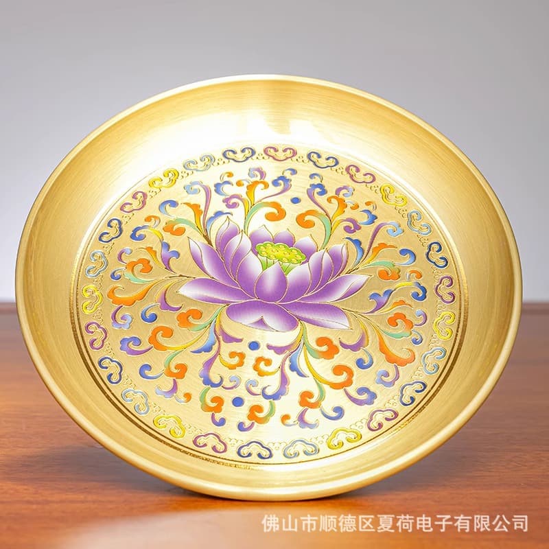 Cloisonné offering plate household brass offering fruit plate fruit plate fruit plate in front of Buddha hall tribute plate tall fruit plate