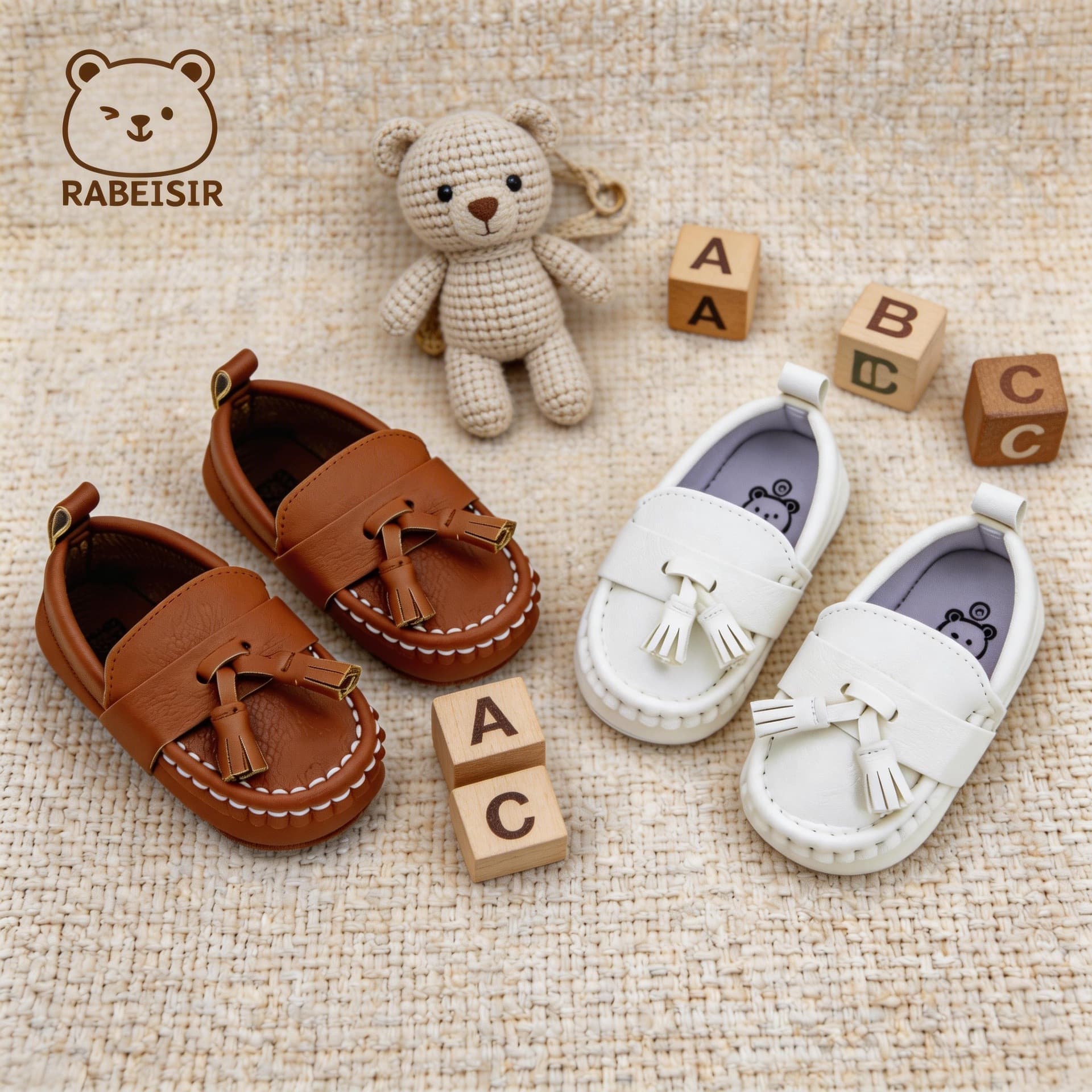 Trending Cross-Border Brand Baby Leather Shoes Toddler Loafers Infant Soft Sole Comfortable Pre-Walking Shoes Floor Shoes