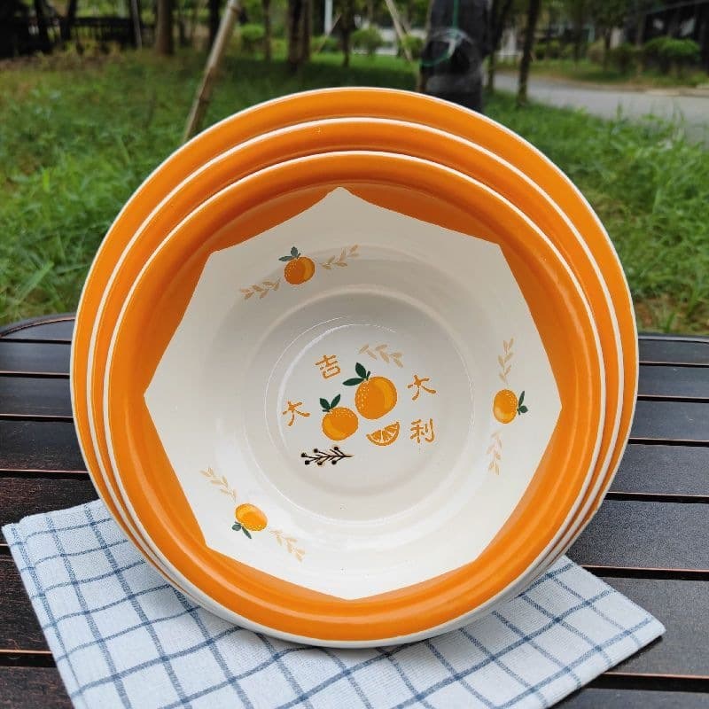 Enamel Basin Extra Thick Porcelain Bowl Auspicious Multi-Purpose Soup Basin Washing Vegetables Baby Wash Basin Kneading Dough Basin
