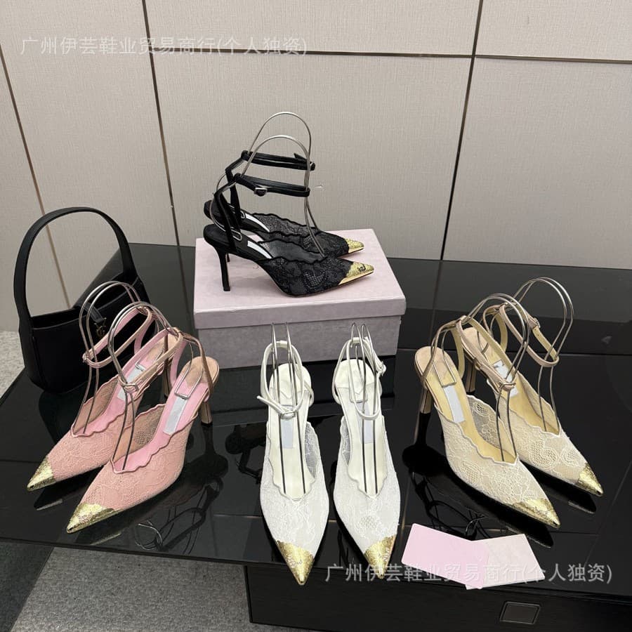 Foreign Trade High-End 2026 Spring/Summer New Sandals Fairy Style Ultra-High Heel Pointed Toe Lace Women's Shoes Sexy Elegant Thin Heel
