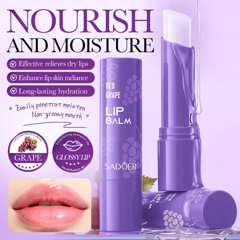 Full English red grape lip balm SADOER green grape fruit moisturizing anti-drying lip balm autumn and winter cross-border