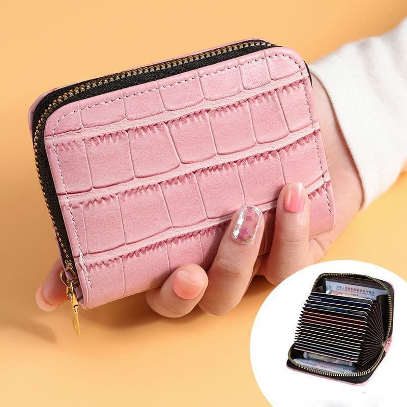 Zipper Card Holder Wallet for Women, Anti-Magnetic Interference ID & Driver's License Slot, Large Capacity Multi-Card Organizer, Integrated Card Case