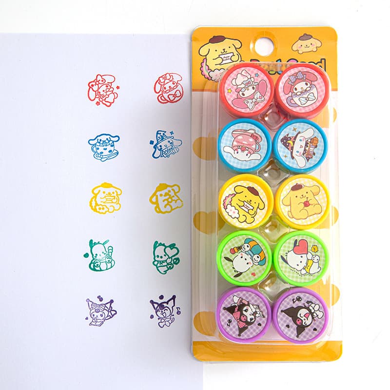 Sanrio 10-Card Stamps Cross-border Cute Reward Stamps Children Cartoon Stamps Journal Stationery Small Gifts