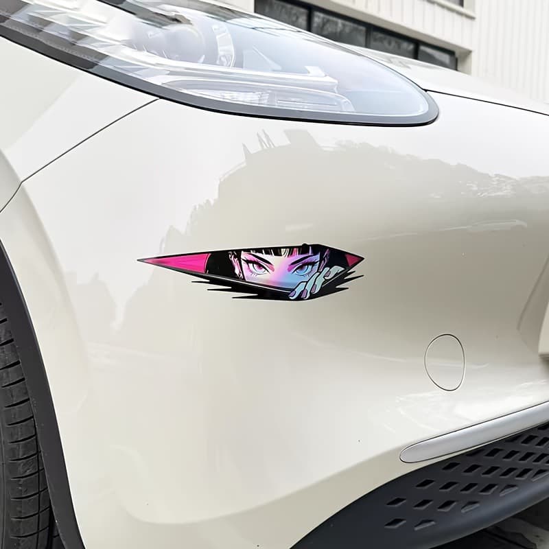 Cross-border TEMU Amazon 2pcs two-dimensional animation style laser eyes girl car motorcycle