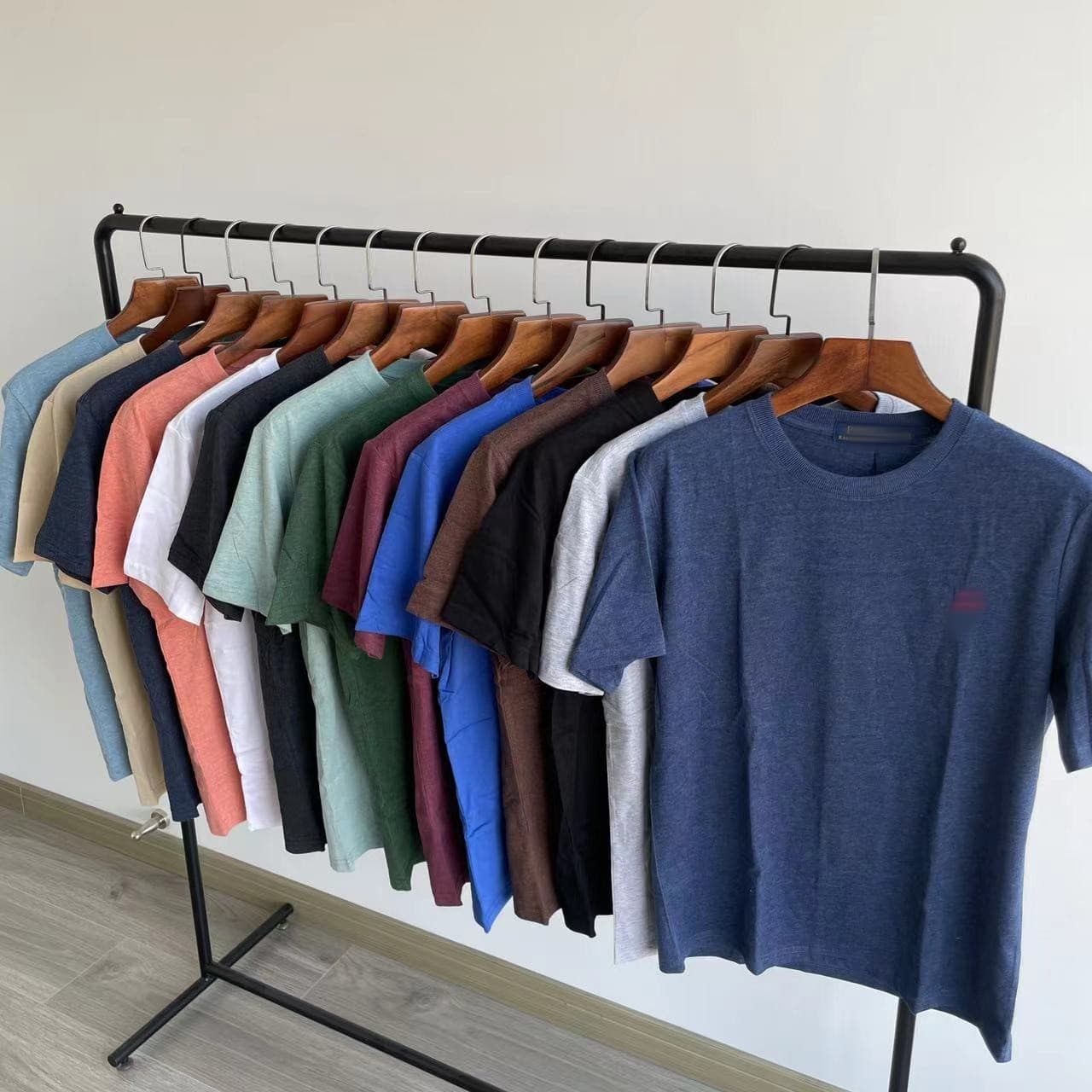 Ralph Lauren New Crew Neck Short Sleeve Men's T-Shirt Solid Color Versatile Cotton Undershirt Summer Top