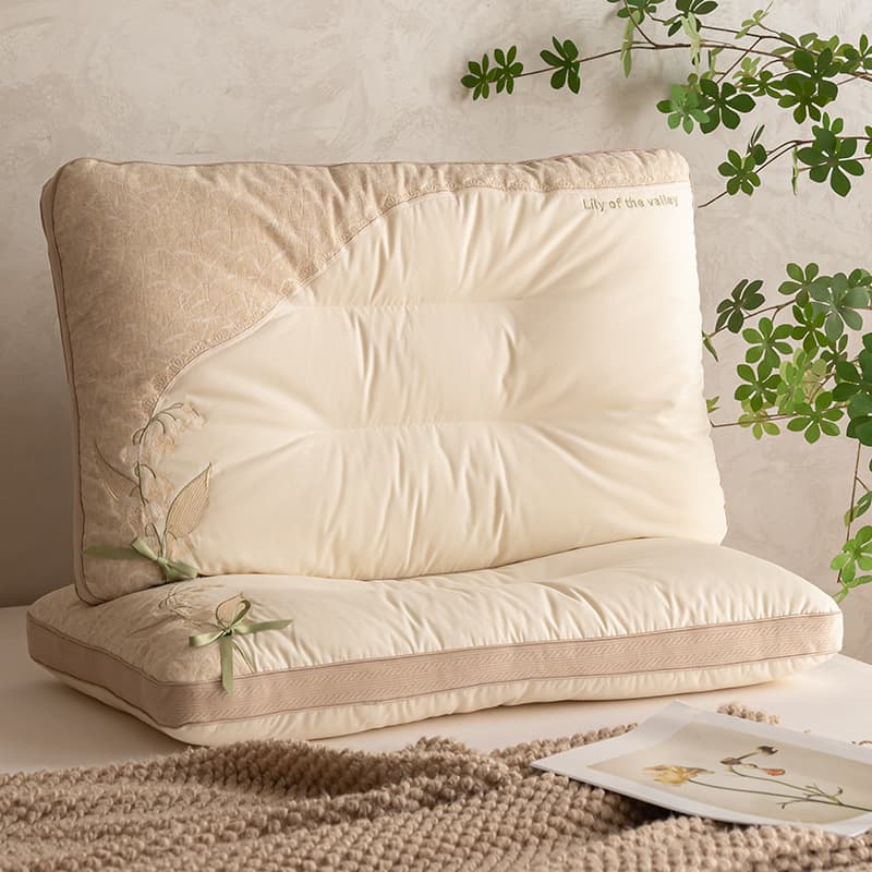 Cross-border Pillow Insert Adult Home Neck Support Pillow Cream Style Cotton Linen Pillow Insert Exquisite Embroidery 3D Light Luxury Pillow Insert